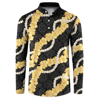 Aloha Melemele Hibiscus Pikake Lei Button Sweatshirt Hawaiian Quilt Pattern LT9 Black - Polynesian Pride