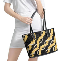Aloha Melemele Hibiscus Pikake Lei Leather Tote Bag Hawaiian Quilt Pattern