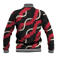Aloha Ula'ula Hibiscus Pikake Lei Baseball Jacket Hawaiian Quilt Pattern LT9 - Polynesian Pride