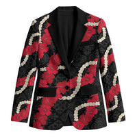 Aloha Ula'ula Hibiscus Pikake Lei Blazer Hawaiian Quilt Pattern LT9 Unisex Black - Polynesian Pride