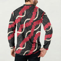 Aloha Ula'ula Hibiscus Pikake Lei Button Sweatshirt Hawaiian Quilt Pattern LT9 - Polynesian Pride
