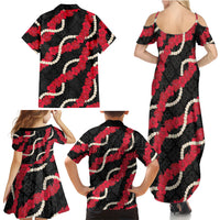Aloha Ula'ula Hibiscus Pikake Lei Family Matching Summer Maxi Dress and Hawaiian Shirt Hawaiian Quilt Pattern LT9 - Polynesian Pride