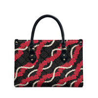 Aloha Ula'ula Hibiscus Pikake Lei Leather Bag Hawaiian Quilt Pattern LT9 - Polynesian Pride