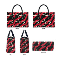 Aloha Ula'ula Hibiscus Pikake Lei Leather Bag Hawaiian Quilt Pattern LT9 - Polynesian Pride