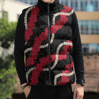 Aloha Ula'ula Hibiscus Pikake Lei Sleeveless Puffer Jacket Hawaiian Quilt Pattern LT9 - Polynesian Pride
