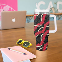 Aloha Ula'ula Hibiscus Pikake Lei Tumbler With Handle Hawaiian Quilt Pattern