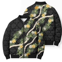 Puakenikeni Anthurium Pikake Lei Bomber Puffer Jacket Hawaiian Quilt Pattern LT9 - Polynesian Pride