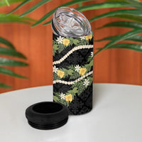 Puakenikeni Anthurium Pikake Lei 4 in 1 Can Cooler Tumbler Hawaiian Quilt Pattern