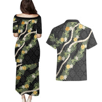 Puakenikeni Anthurium Pikake Lei Couples Matching Puletasi and Hawaiian Shirt Hawaiian Quilt Pattern