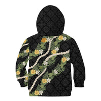 Puakenikeni Anthurium Pikake Lei Kid Hoodie Hawaiian Quilt Pattern LT9 - Polynesian Pride