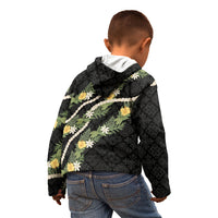 Puakenikeni Anthurium Pikake Lei Kid Hoodie Hawaiian Quilt Pattern LT9 - Polynesian Pride