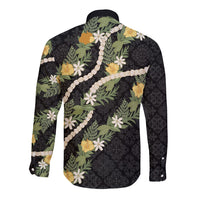 Puakenikeni Anthurium Pikake Lei Long Sleeve Button Shirt Hawaiian Quilt Pattern