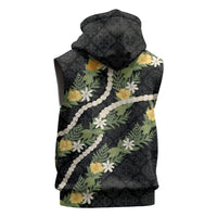 Puakenikeni Anthurium Pikake Lei Sleeveless Zip Hoodie Hawaiian Quilt Pattern LT9 - Polynesian Pride