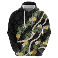 Puakenikeni Anthurium Pikake Lei Zip Hoodie Hawaiian Quilt Pattern LT9 - Polynesian Pride