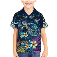 Plumeria Turtles Traditional Tribal Family Matching Mermaid Dress and Hawaiian Shirt