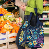 Plumeria Turtles Traditional Tribal Grocery Bag