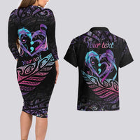 Personalised Your Life Matters Couples Matching Long Sleeve Bodycon Dress and Hawaiian Shirt Suicide Prevention Awareness Semicolon Heart