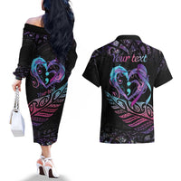Personalised Your Life Matters Couples Matching Off The Shoulder Long Sleeve Dress and Hawaiian Shirt Suicide Prevention Awareness Semicolon Heart