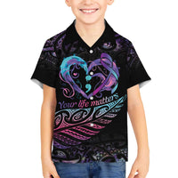 Personalised Your Life Matters Family Matching Off Shoulder Short Dress and Hawaiian Shirt Suicide Prevention Awareness Semicolon Heart