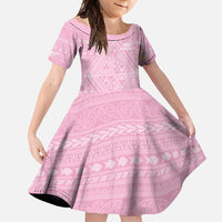 Custom New Zealand Basketball Indigenous Family Matching Off Shoulder Maxi Dress and Hawaiian Shirt LT9 Daughter's Dress Pink - Polynesian Pride