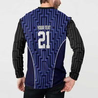 Custom Basketball New Zealand Button Sweatshirt Blue Maori Ta Moko Indigenous LT9 - Polynesian Pride
