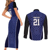 Custom Basketball New Zealand Couples Matching Short Sleeve Bodycon Dress and Long Sleeve Button Shirt Blue Maori Ta Moko Indigenous LT9 - Polynesian Pride