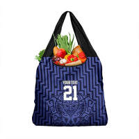 Custom Basketball New Zealand Grocery Bag Blue Maori Ta Moko Indigenous - Polynesian Pride