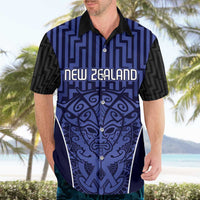 Custom Basketball New Zealand Hawaiian Shirt Blue Maori Ta Moko Indigenous - Polynesian Pride