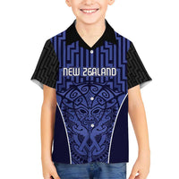 Custom Basketball New Zealand Hawaiian Shirt Blue Maori Ta Moko Indigenous - Polynesian Pride