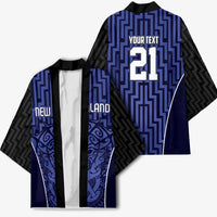 Custom Basketball New Zealand Kimono Blue Maori Ta Moko Indigenous - Polynesian Pride