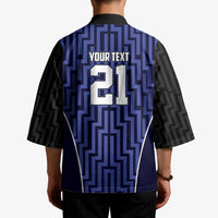 Custom Basketball New Zealand Kimono Blue Maori Ta Moko Indigenous - Polynesian Pride