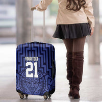 Custom Basketball New Zealand Luggage Cover Blue Maori Ta Moko Indigenous - Polynesian Pride