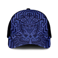 Basketball New Zealand Mesh Trucker Cap Blue Maori Ta Moko Indigenous - Polynesian Pride