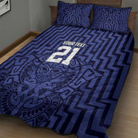 Custom Basketball New Zealand Quilt Bed Set Blue Maori Ta Moko Indigenous - Polynesian Pride