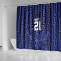 Custom Basketball New Zealand Shower Curtain Blue Maori Ta Moko Indigenous LT9 - Polynesian Pride
