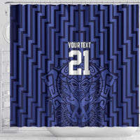 Custom Basketball New Zealand Shower Curtain Blue Maori Ta Moko Indigenous LT9 - Polynesian Pride