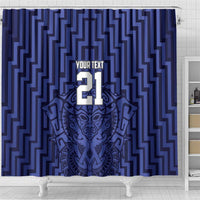 Custom Basketball New Zealand Shower Curtain Blue Maori Ta Moko Indigenous LT9 - Polynesian Pride