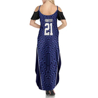 Custom Basketball New Zealand Summer Maxi Dress Blue Maori Ta Moko Indigenous - Polynesian Pride