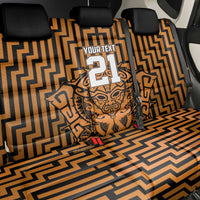 Custom Basketball New Zealand Back Car Seat Cover Gold Maori Ta Moko Indigenous - Polynesian Pride