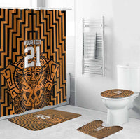 Custom Basketball New Zealand Bathroom Set Gold Maori Ta Moko Indigenous - Polynesian Pride