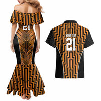Custom Basketball New Zealand Couples Matching Mermaid Dress and Hawaiian Shirt Gold Maori Ta Moko Indigenous LT9 - Polynesian Pride