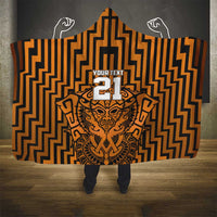 Custom Basketball New Zealand Hooded Blanket Gold Maori Ta Moko Indigenous - Polynesian Pride