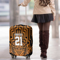 Custom Basketball New Zealand Luggage Cover Gold Maori Ta Moko Indigenous - Polynesian Pride