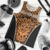 Custom Basketball New Zealand Men Tank Top Gold Maori Ta Moko Indigenous - Polynesian Pride