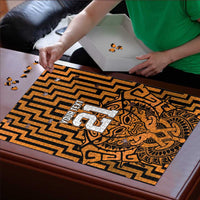 Custom Basketball New Zealand Puzzle Gold Maori Ta Moko Indigenous - Polynesian Pride