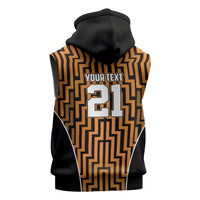 Custom Basketball New Zealand Sleeveless Hoodie Gold Maori Ta Moko Indigenous LT9 - Polynesian Pride