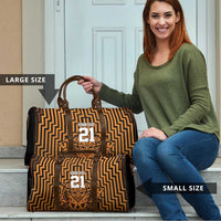 Custom Basketball New Zealand Travel Bag Gold Maori Ta Moko Indigenous - Polynesian Pride