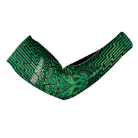 Custom Basketball New Zealand Arm Sleeves Green Maori Ta Moko Indigenous - Polynesian Pride