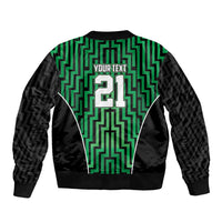 Custom Basketball New Zealand Bomber Jacket Green Maori Ta Moko Indigenous - Polynesian Pride