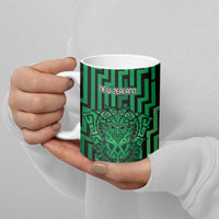 Custom Basketball New Zealand Ceramic Mug Green Maori Ta Moko Indigenous - Polynesian Pride